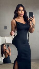 vestido longo de fenda